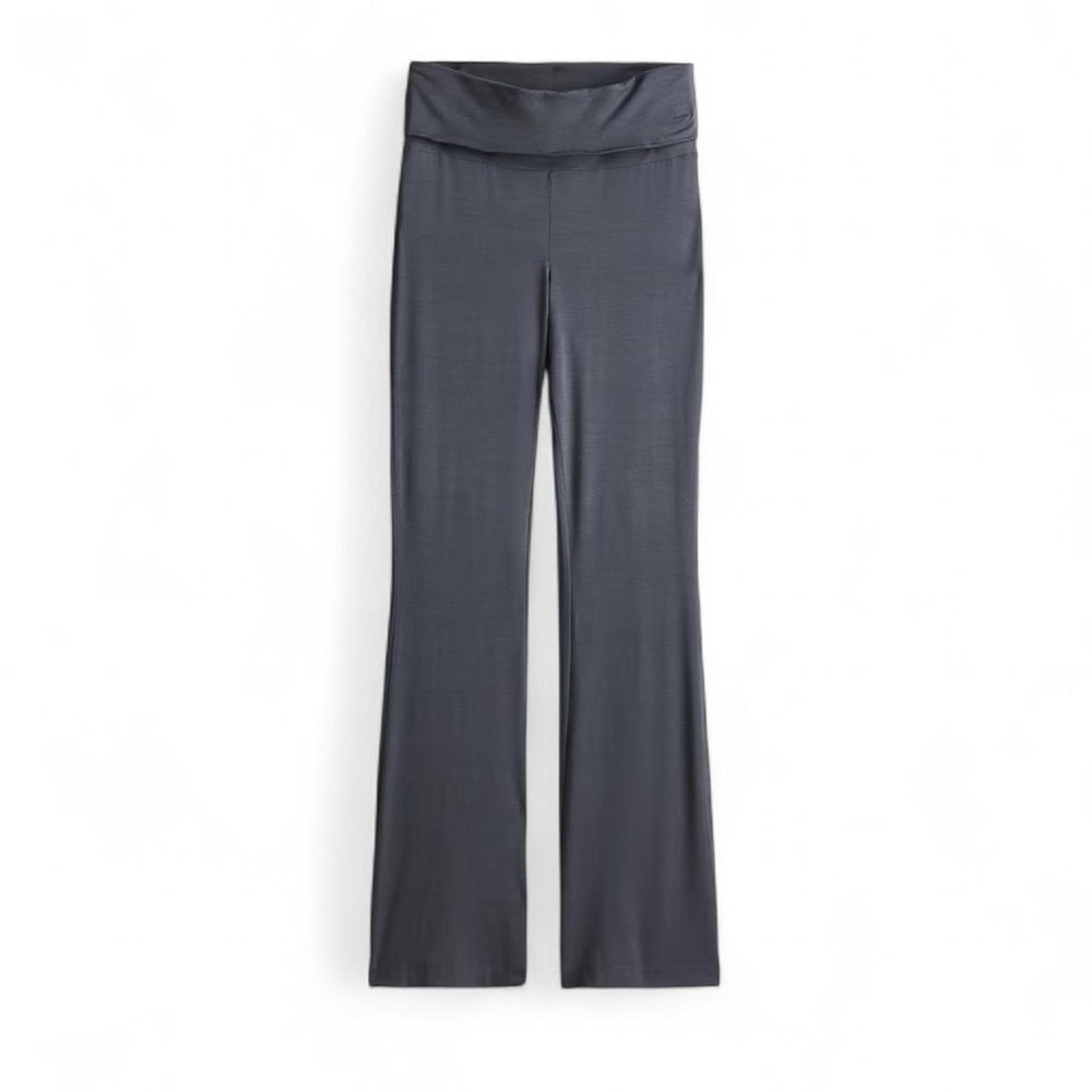 Dark Gray H&M Fold-Over Jersey Flare Leggings (Size L)
